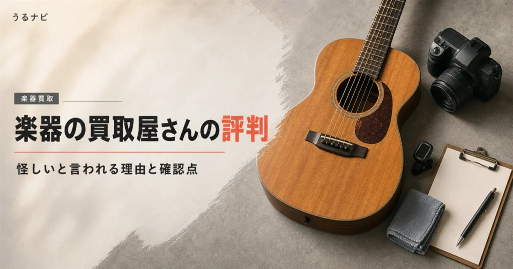 楽器の買取屋さんの評判と「怪しい」と言われる理由、依頼前に確認したい点を解説する2026年版の楽器買取記事アイキャッチ画像